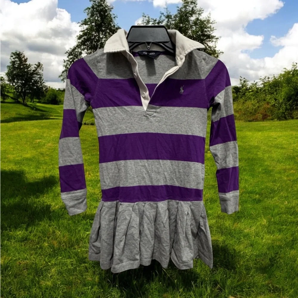 Ralph Lauren Purple and Gray Striped Long Sleeve dress size S (7)